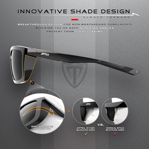 ATTCL Sports Polarized Sunglasses For Men Women Cycling Driving Fishing 100% UV Protection Sunglass 1124 C1-Back-All - Image 4