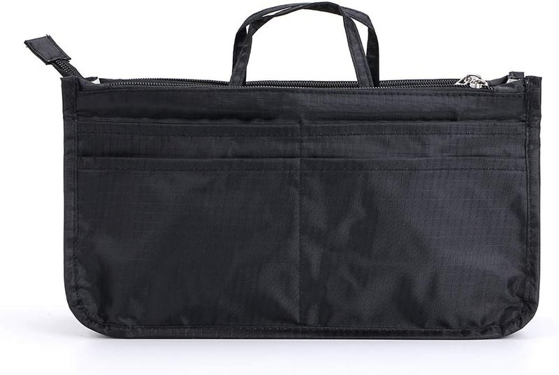 BTSKY منظم حقائب اليد القابل للطباعة داخل الحقيبة - حقيبة توت بسعة عالية 13 جيب مع مقبض (أسود) - Image 1