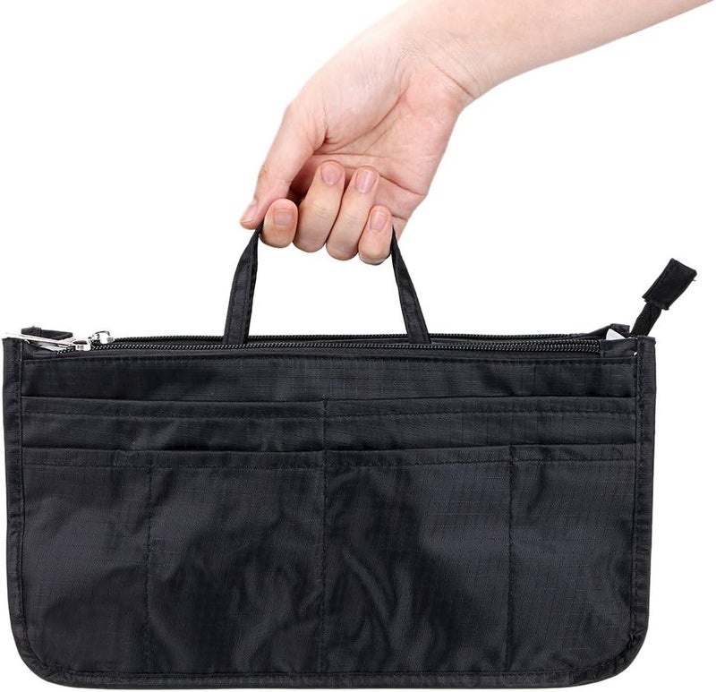 BTSKY منظم حقائب اليد القابل للطباعة داخل الحقيبة - حقيبة توت بسعة عالية 13 جيب مع مقبض (أسود) - Image 5