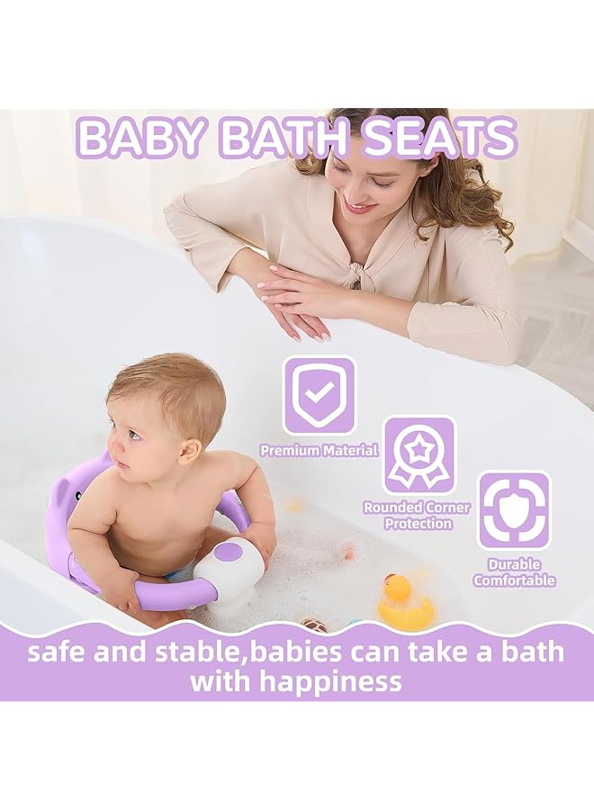 U-HOOME Baby Bath Seat For Toddler 6 Months&Up Non Slip Infant Bath Tub Chair With 4 Suction Cups & Soft Cushion For Shower Toddler Bath Seats For Babies Sitting Up Toddler Bathtub Seat (Purple) - Image 3