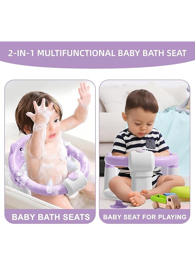 U-HOOME Baby Bath Seat For Toddler 6 Months&Up Non Slip Infant Bath Tub Chair With 4 Suction Cups & Soft Cushion For Shower Toddler Bath Seats For Babies Sitting Up Toddler Bathtub Seat (Purple) - Image 5