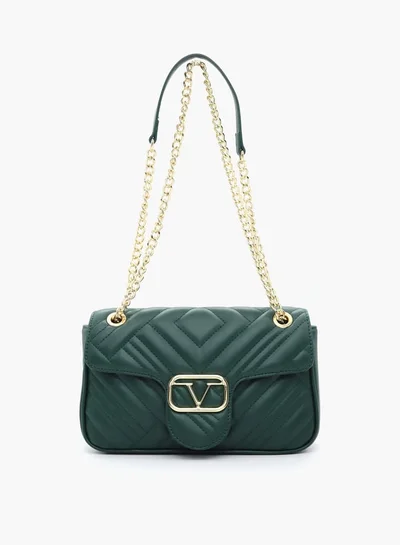 في ايطاليا Quilted Crossbody Bag with Chain Strap and Flap Closure