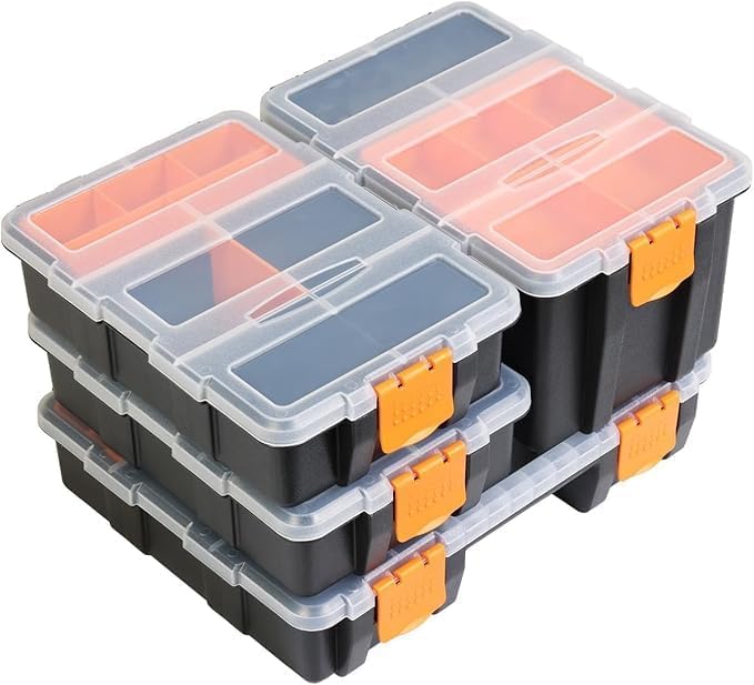 LASALE Toolbox Organizer Sets 4 Piece Hardware Parts Organizers Compartment Small Parts Organizer Versatile and Durable Storage Tool Box for Screws Nuts Parts - Image 1