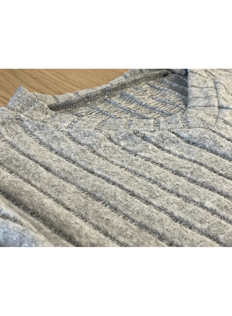 SOLOBUY Women's pajama set, Soft and Comfy, Color Gray, Long Sleeve, Pants - Image 3