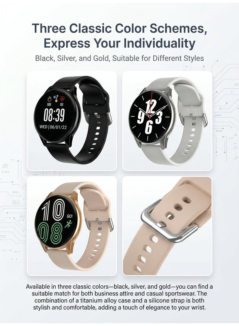 Round Screen T2 PRO Business smartwatch, waterproof fitness watch, Bluetooth calling, compatible with Android and iOS systems,  heart rate monitoring,Black. - Image 2