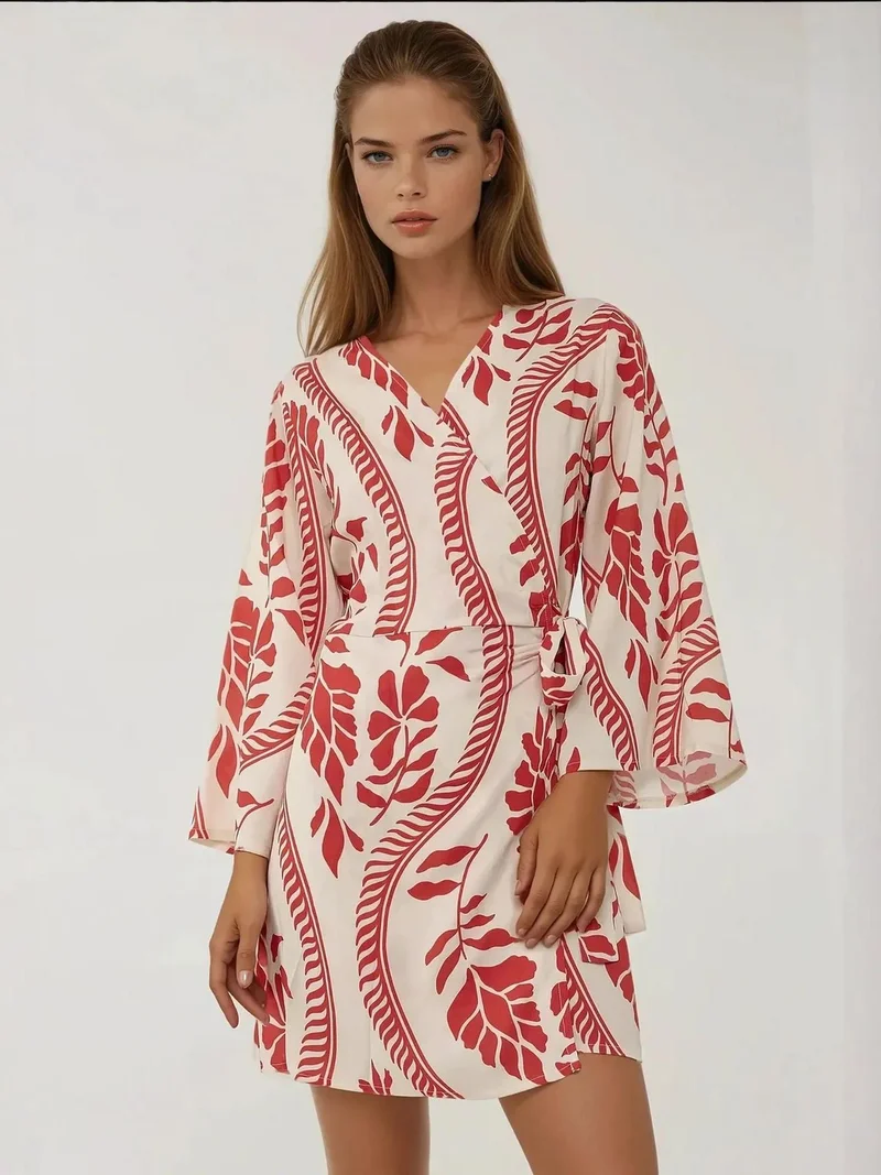 HICCUP Floral V-Neck Mini Dress