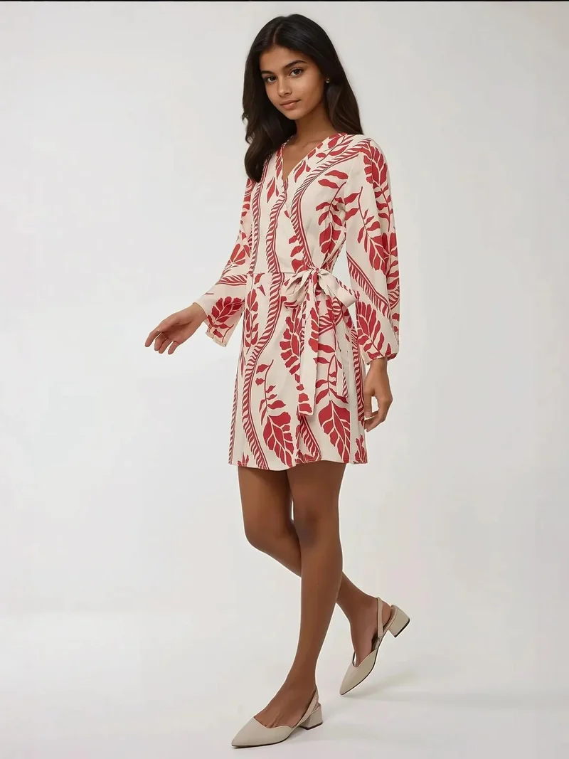 HICCUP Floral V-Neck Mini Dress