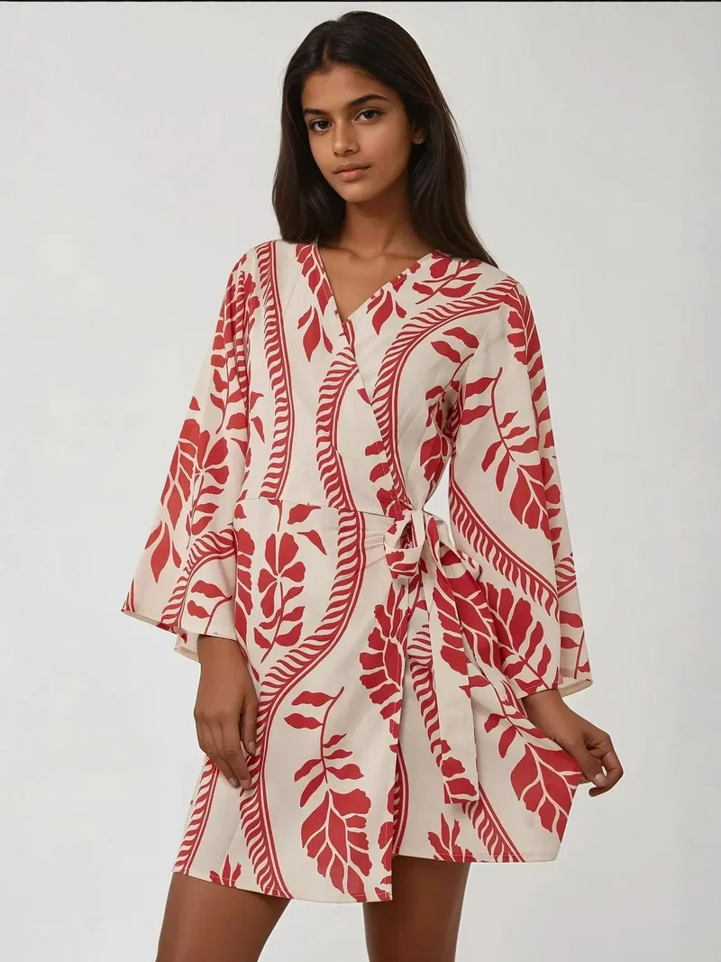 HICCUP Floral V-Neck Mini Dress