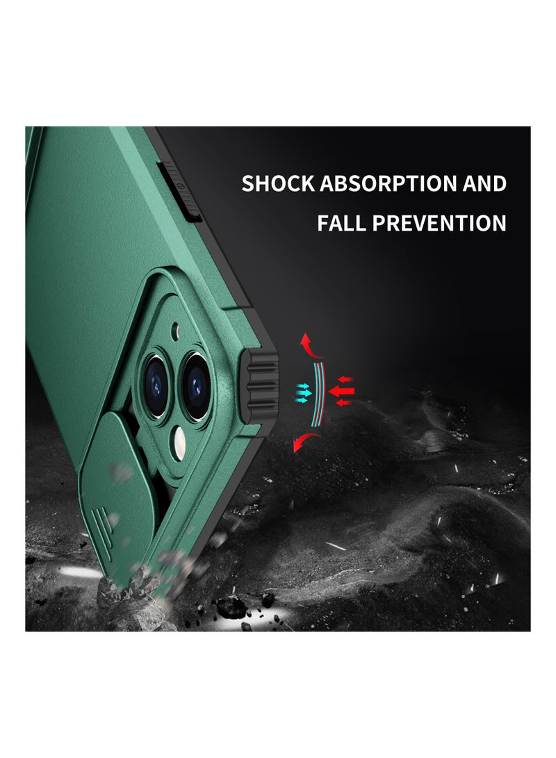 Case Cover For  Apple iPhone 15 Green Mobile Phone , Innovative Telescopic Bracket, Sliding Protection Camera Window, Bumper Shockproof Phone Back Cover - Image 4
