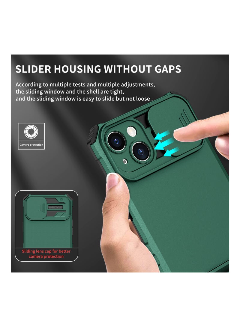 Case Cover For  Apple iPhone 15 Green Mobile Phone , Innovative Telescopic Bracket, Sliding Protection Camera Window, Bumper Shockproof Phone Back Cover - Image 5