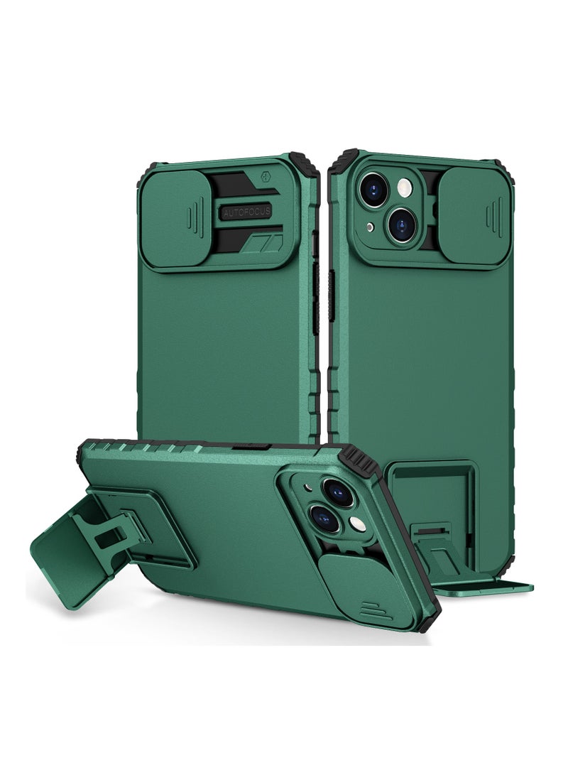 Case Cover For  Apple iPhone 15 Green Mobile Phone , Innovative Telescopic Bracket, Sliding Protection Camera Window, Bumper Shockproof Phone Back Cover - Image 1