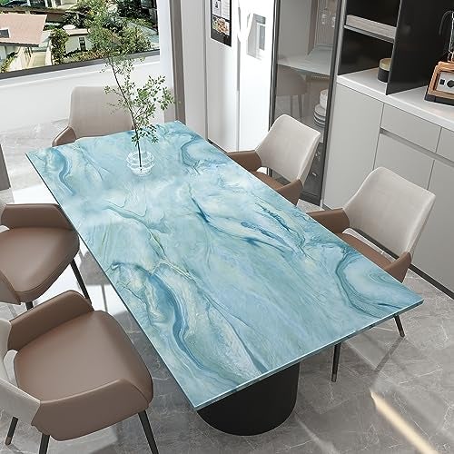Bumoo Blue Marble Wallpaper 16"×236" Peel and Stick Contact Paper Blue and Gold Self Adhesive Granite Glossy Ocean Pattern Vinyl Waterproof Removable Sticker for Countertops Meeting Room Bedroom Bathroom - Image 4
