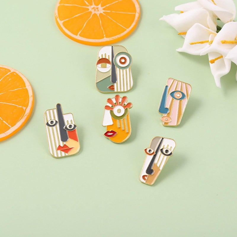 DD-life 5 Pcs Picasso Style Enamel Pin Art Mask Brooch Pins Dress Accessories Fashion Shiny Brooch for Any Special Occasions - Image 3