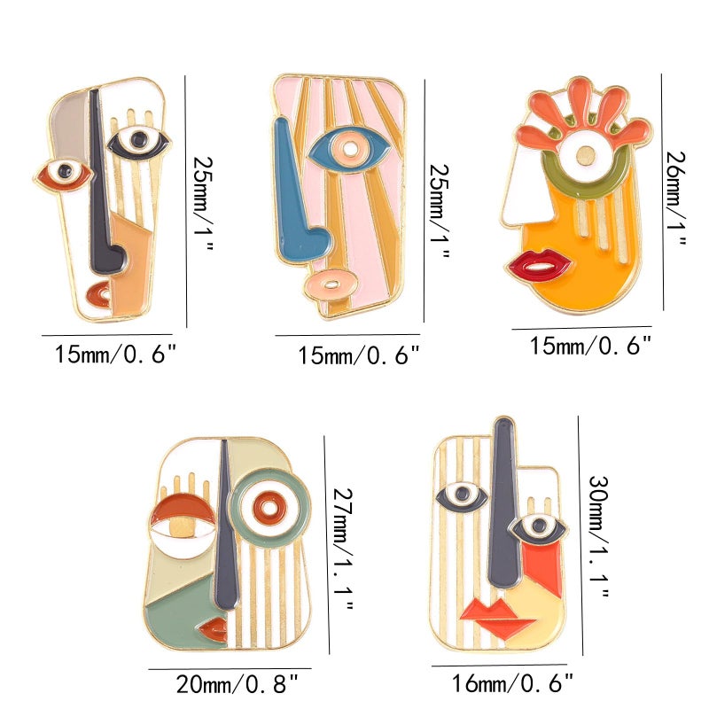 DD-life 5 Pcs Picasso Style Enamel Pin Art Mask Brooch Pins Dress Accessories Fashion Shiny Brooch for Any Special Occasions - Image 2