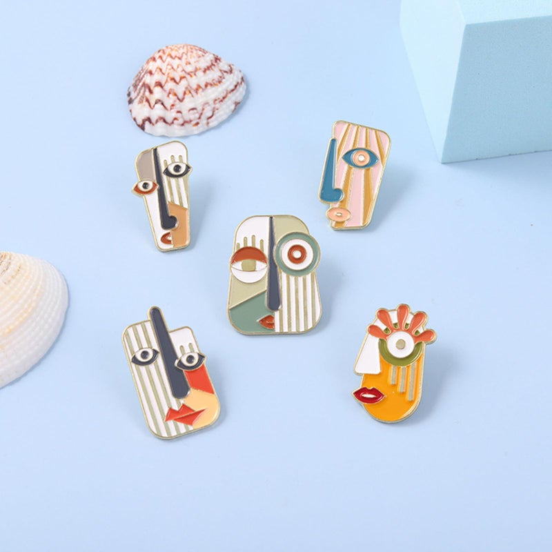 DD-life 5 Pcs Picasso Style Enamel Pin Art Mask Brooch Pins Dress Accessories Fashion Shiny Brooch for Any Special Occasions - Image 5