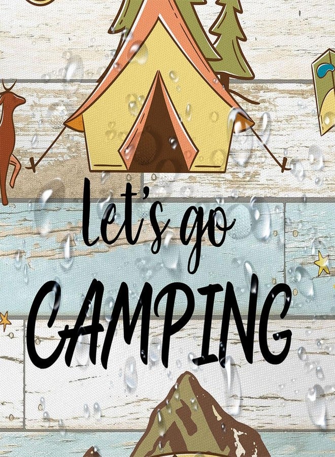 Jipusai RV Shower Curtain, Retro Rustic Wood Happy Camper, Travel Trailer Camping Stall Shower Curtain, Waterproof Fabric, Small Size Narrow, 47X64IN - Image 5