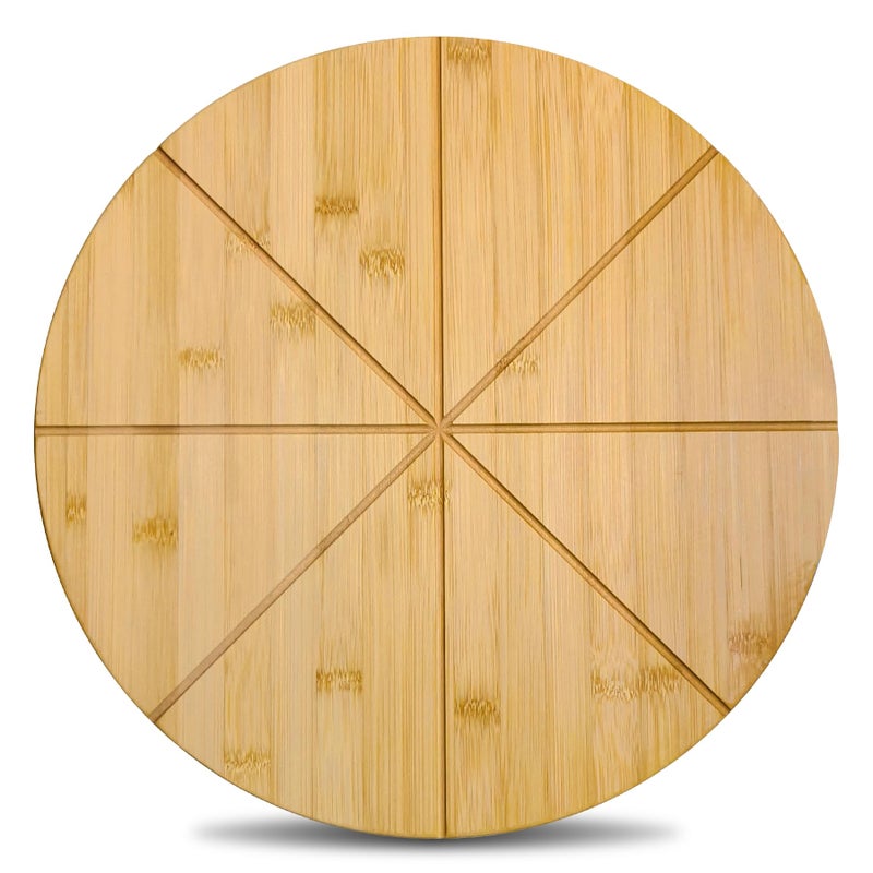 20 Round Cutting Board Pizza Cutting Board Extra Large 20inch Double Sided 3XL Pizza Prep Wooden Bamboo Serving Platter Tray Pizza Oven Accessories Circle Pre Block with Cutting Grooves