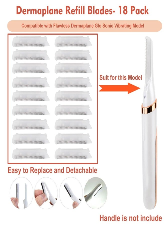 GOMINYUF 18 Pcs Replacement Blades for Finishing Touch Flawless Dermaplane Glo Sonic Vibrating Facial Exfoliator, Replacement Heads Only Specific for Flawless Vibrating Dermaplane Razor - Image 2