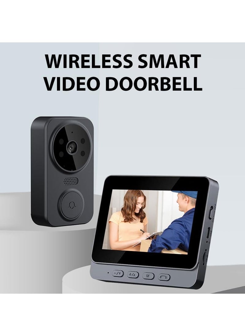 General - Wireless Video doorbell - 4.3-inch IPS display and wireless HD doorbell camera, wireless video intercom doorbell with screen, 2 square talk, night vision, easy to install - Image 1
