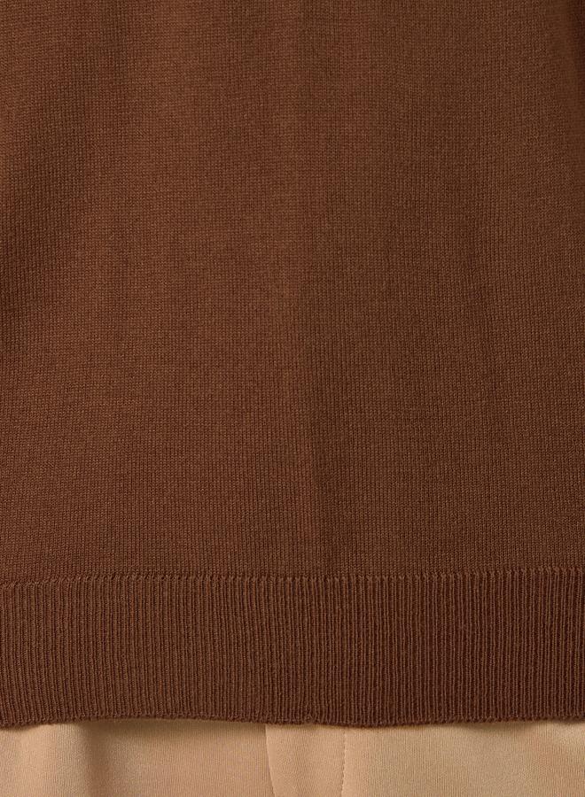 ستايلي سويتر بني محبوك بأكمام طويلة للرجال - Image 3