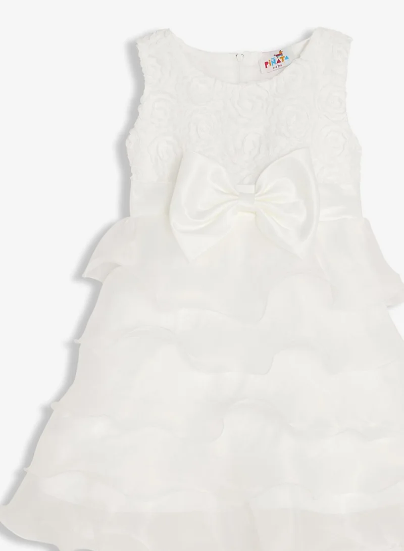 Pinata  White Embroidered Tier Occasion Dress for Women | Best Price UAE