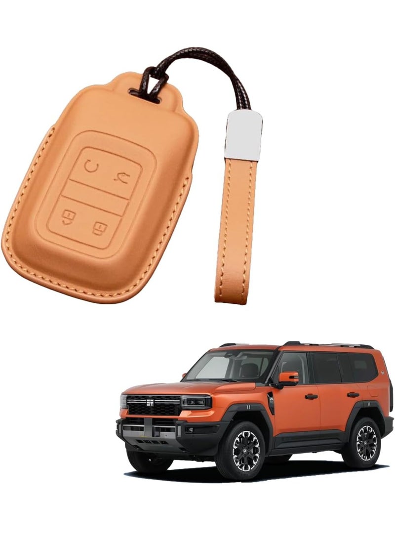 Adando Leather Car Key Fob Cover for Jetour G700 2026 2025 Accessories, Soft Full Protection Key Case Shell (Light Orange) - Image 1
