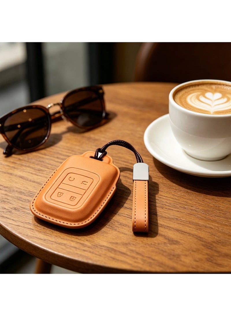Adando Leather Car Key Fob Cover for Jetour G700 2026 2025 Accessories, Soft Full Protection Key Case Shell (Light Orange) - Image 4