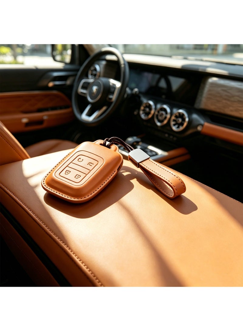 Adando Leather Car Key Fob Cover for Jetour G700 2026 2025 Accessories, Soft Full Protection Key Case Shell (Light Orange) - Image 5