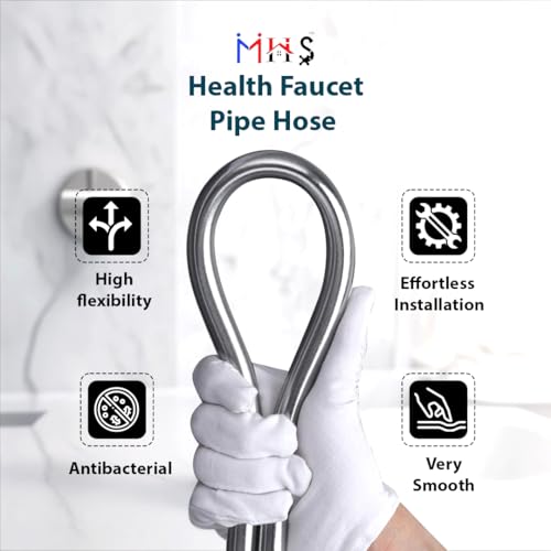 MHS Premium Health Faucet Hose Pipe – Flexible Silver PVC Tube for Bathroom Hand Shower & Faucet | Durable & Leak-Proof | Heavy Duty Brass Fittings | Made in India (1 Meter) - Image 4
