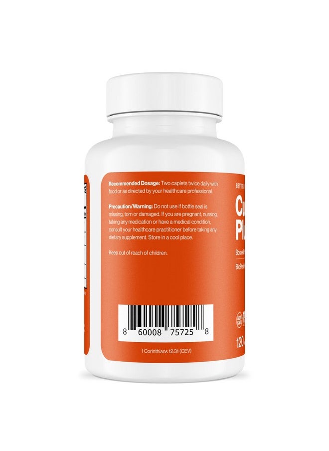 Better Way Health - Better Way Health Curcumin Plus - Curcumin C3® Complex + Boswellin® Super + BioPerine® + Ginger - 120 Caplets - Image 1