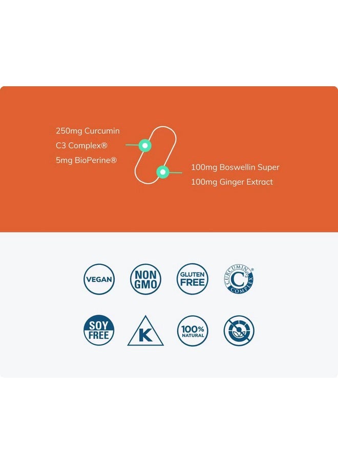 Better Way Health - Better Way Health Curcumin Plus - Curcumin C3® Complex + Boswellin® Super + BioPerine® + Ginger - 120 Caplets - Image 1