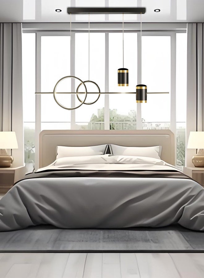 Dining room chandelier in a branch shape, luxurious and modern minimalist style. Projection of star patterns in the Nordic style on the long dining table lamps. - Image 1