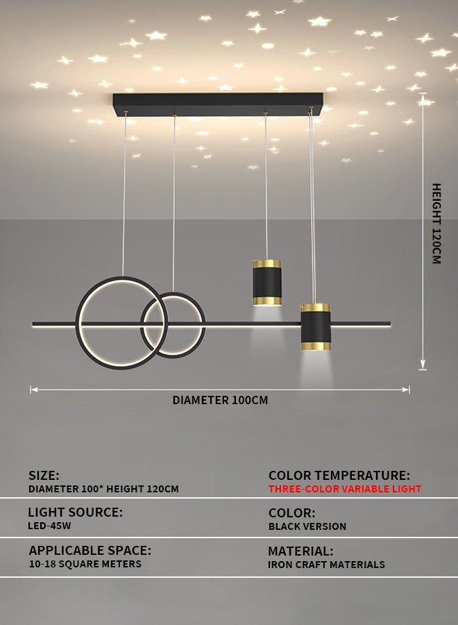Dining room chandelier in a branch shape, luxurious and modern minimalist style. Projection of star patterns in the Nordic style on the long dining table lamps. - Image 5