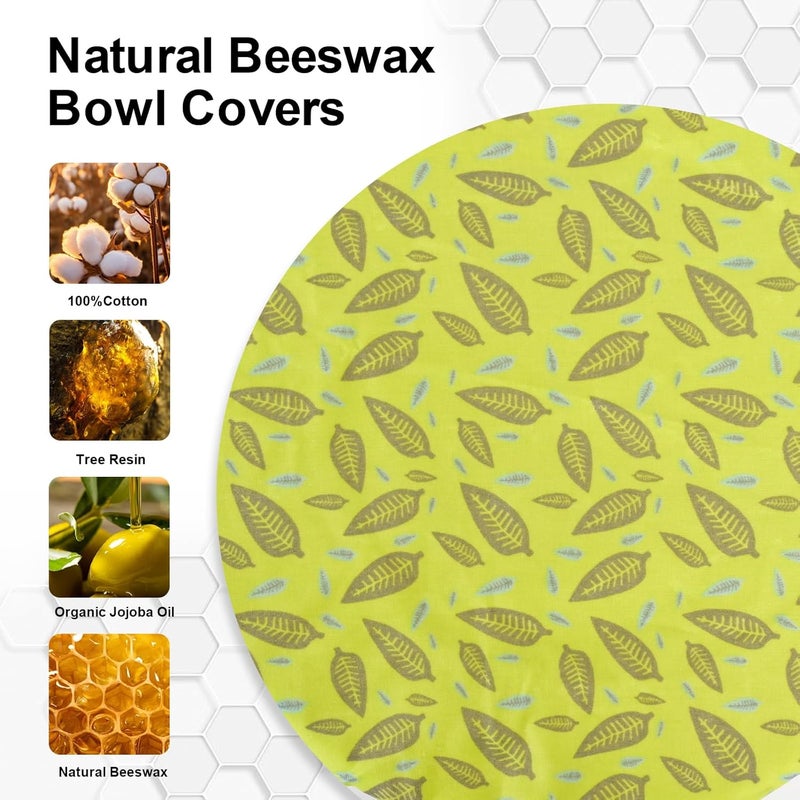 BERBAM Reusable Bowl Covers for Bread Proofing（2 Large）- Cotton Beeswax Bowl Covers Reusable with Elastic Rim, Sourdough Bowl Cover for Food Storage and Food Preservation (10INCH) (leaves) - Image 4