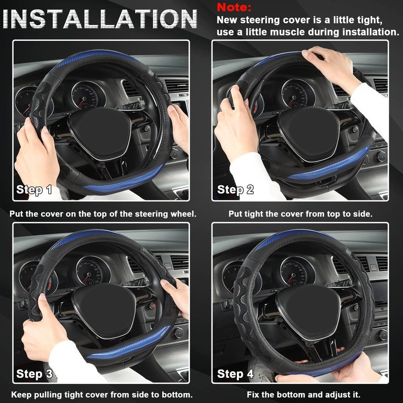 GIANT PANDA Steering Wheel Cover for Nissan Altima Rogue - Car Steering Wheel Cover for Nissan D Shape(Blue-D-Shaped) - Image 4