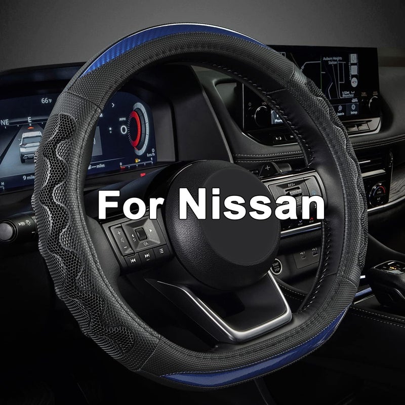 GIANT PANDA Steering Wheel Cover for Nissan Altima Rogue - Car Steering Wheel Cover for Nissan D Shape(Blue-D-Shaped) - Image 1