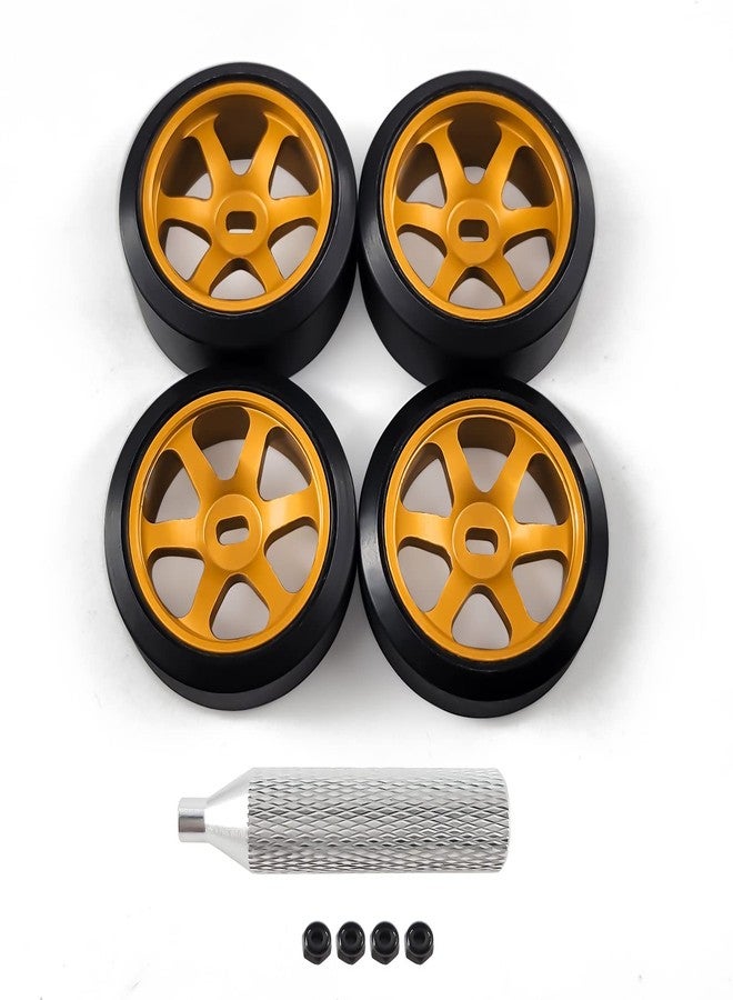 Abendor 6 Spoke Wheel Rims & Rc Car Drift Tires for 1/28 RC Hobby Model Car, [2*Narrow+2*Wide] 4 Pcs 20mm Aluminum Alloy Rims with Tires for Wltoys K969 K989 P929 AWD XRX AMZ WL DRZ GLA BZ - Image 1