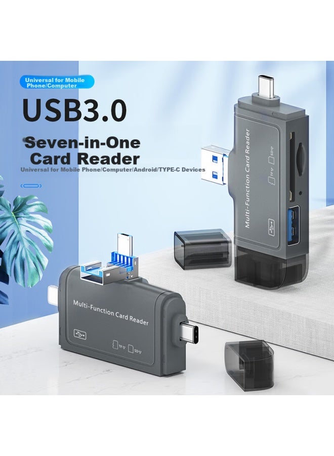 Liantuo Seven-in Card Reader Compatible With Apple Type-c, Android Phones And Computers Otg3.0 Multifunctional Card Reader