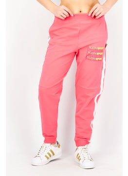 Women Sportswear Fit Brand Logo Training Pants, Pink