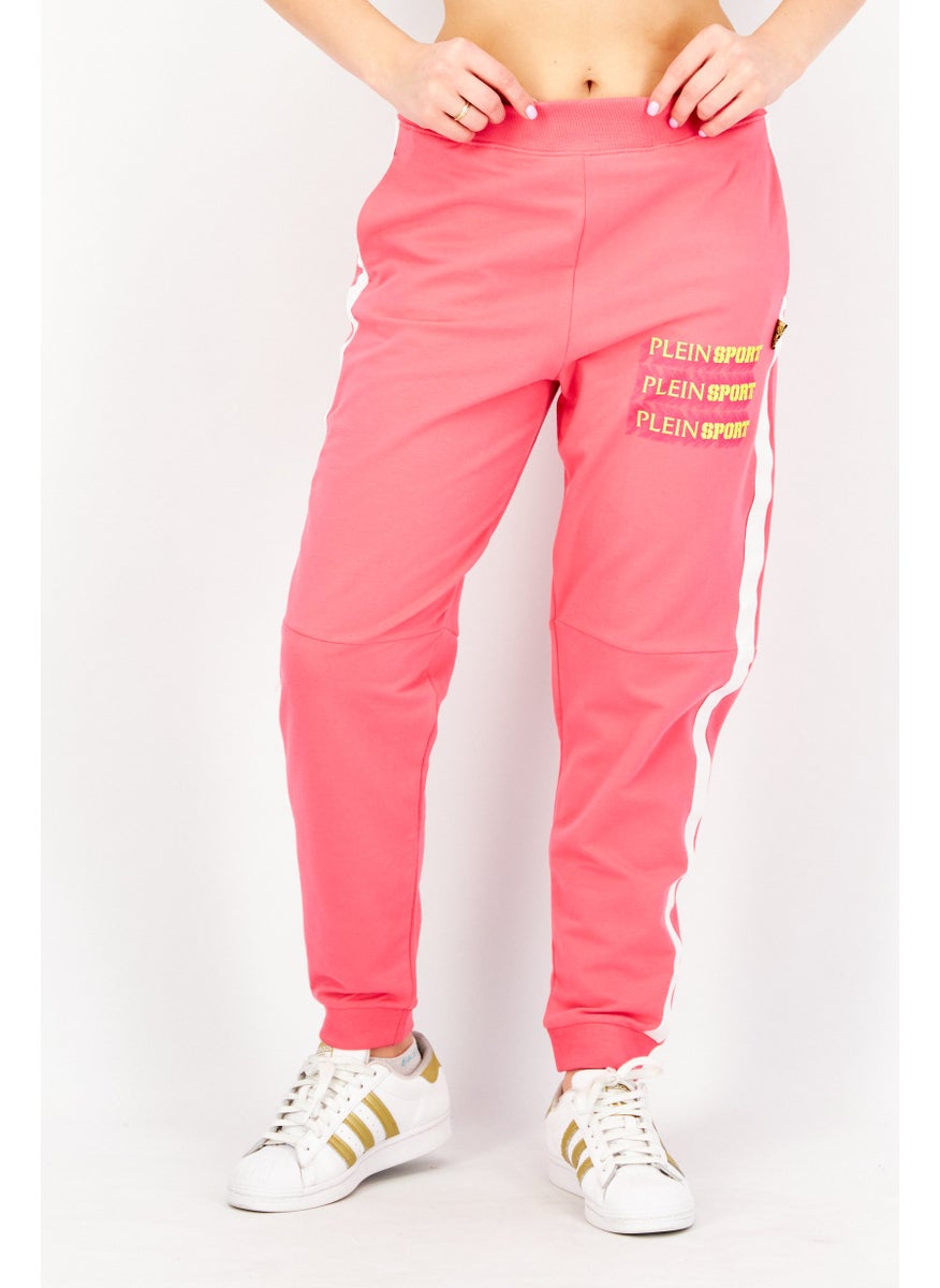 Plein Sport - Women Sportswear Fit Brand Logo Training Pants, Pink - Image 1