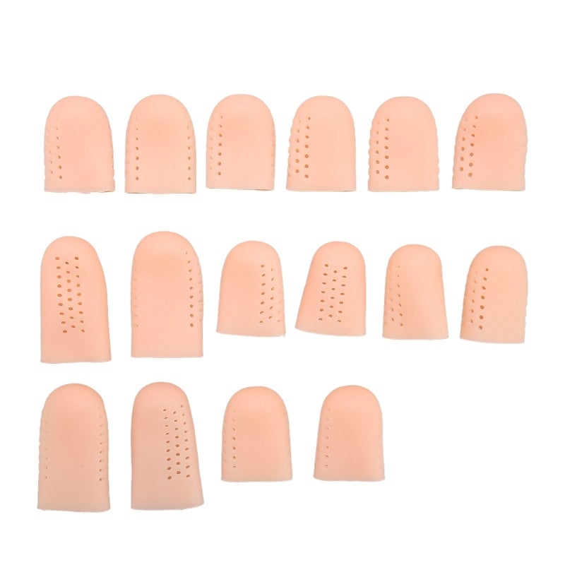 Silicone Finger Covers: 8 Pairs (2 Large 6 Small) Hole Design Soft Wear Proof Finger Cots - Non Irritating Durable Finger Protectors for Home Office Cooking Crafting Medical Food Handling - Image 1