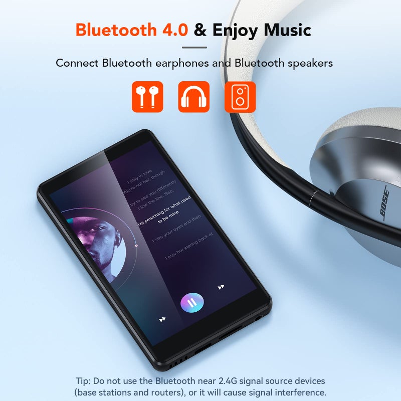 AGPTEK 80GB WiFi MP3 Player with Bluetooth and 5MP Camera, 4 inch Touch Screen MP4 Player Lossless Music Player, Support APPs, Spotify, Browser, Blue - Image 4