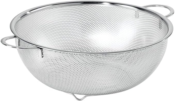 REPLEX Multipurpose Stainless Steel Rice Washing Baskets Strainer Drainer with Handle Vegetable Fruit Noodles Washing Filter Basket for Kitchen Bowl Storing and Straining PurposeSilver - Image 1
