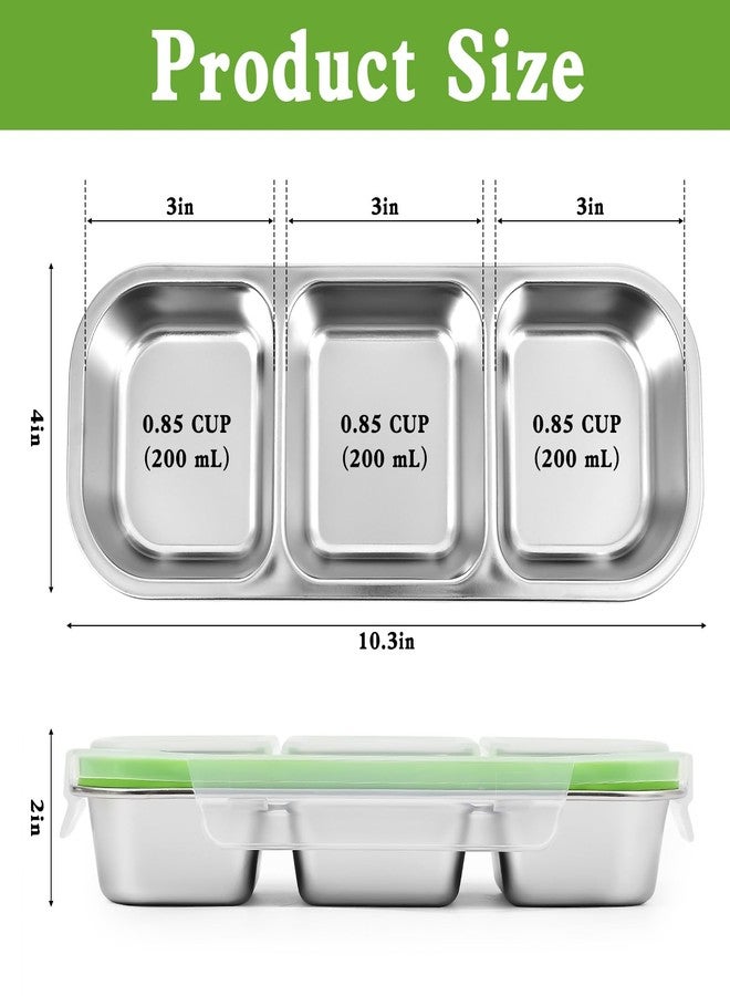 UPTRUST Reusable Snack Containers with Lids, 2pcs Stainless Steel 3-Compartment Snack Box, Divided and Leak-Proof Design for Take-Out Condiments and On-the-Go Snacks - Image 4