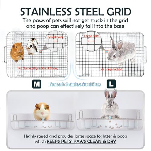 MEEXPAWS Rabbit Litter Box Stainless Steel, Large Bunny Litter Box with Raised Grid and Washable Pee Pad, Metal Litter Pan High Side for Rabbit,Small Animal Toilet Potty Tray Easy Cleaning,Less Stink - Image 5