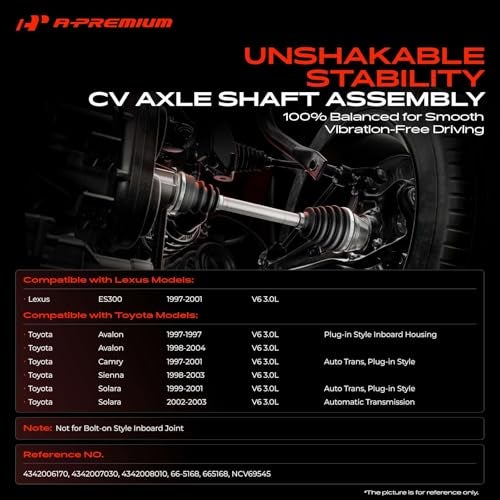 A-Premium APremium CV Drive Axle Shaft Assembly Compatible with Lexus Toyota ES300 Camry V6 30L 19972001 Avalon 19972004 Sienna 19982003 Solara V6 30L 19992003 Front Left Driver Side - Image 3