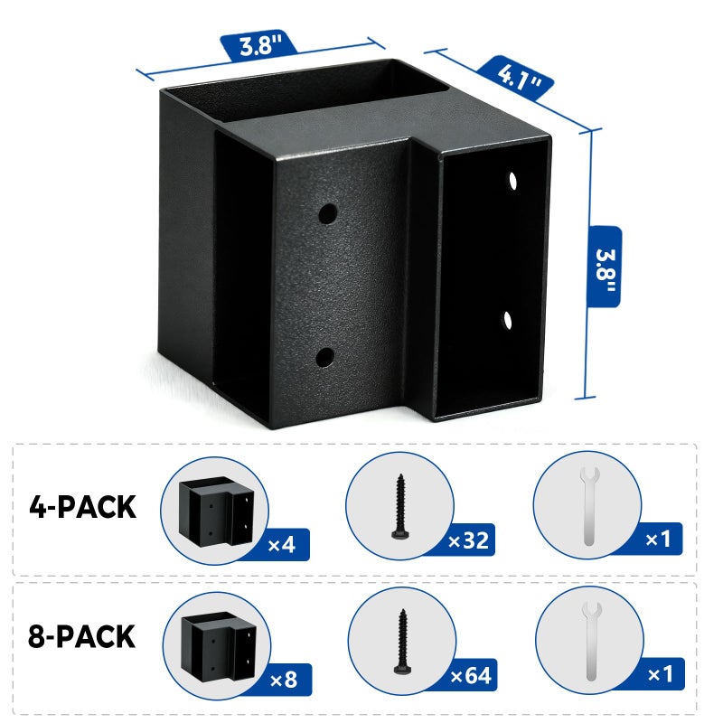 MEWSDEN Heavy Duty Workbench Bracket Kit - 3-Way Corner Brackets, 8-Pack Right Angle DIY Workbench Kit for 2x4 Lumber (Actual 1.5"x3.5"), Indoor/Outdoor Shelving, Garage Shelves, Work Table, Planer Stands - Image 3