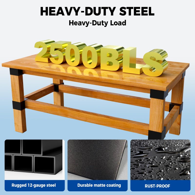 MEWSDEN Heavy Duty Workbench Bracket Kit - 3-Way Corner Brackets, 8-Pack Right Angle DIY Workbench Kit for 2x4 Lumber (Actual 1.5"x3.5"), Indoor/Outdoor Shelving, Garage Shelves, Work Table, Planer Stands - Image 4