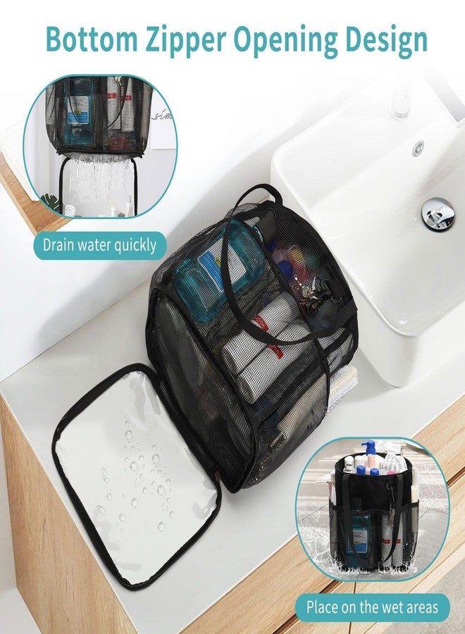 onemoky Mesh Shower Caddy Portable for College Dorm Room Essentials, Shower Tote Bag with Hanging Hook and Drawstring, Quick Dry Toiletry Bag with 6 Pockets for Bathroom, Swimming, Gym, Camping, Beach, Travel - Image 3