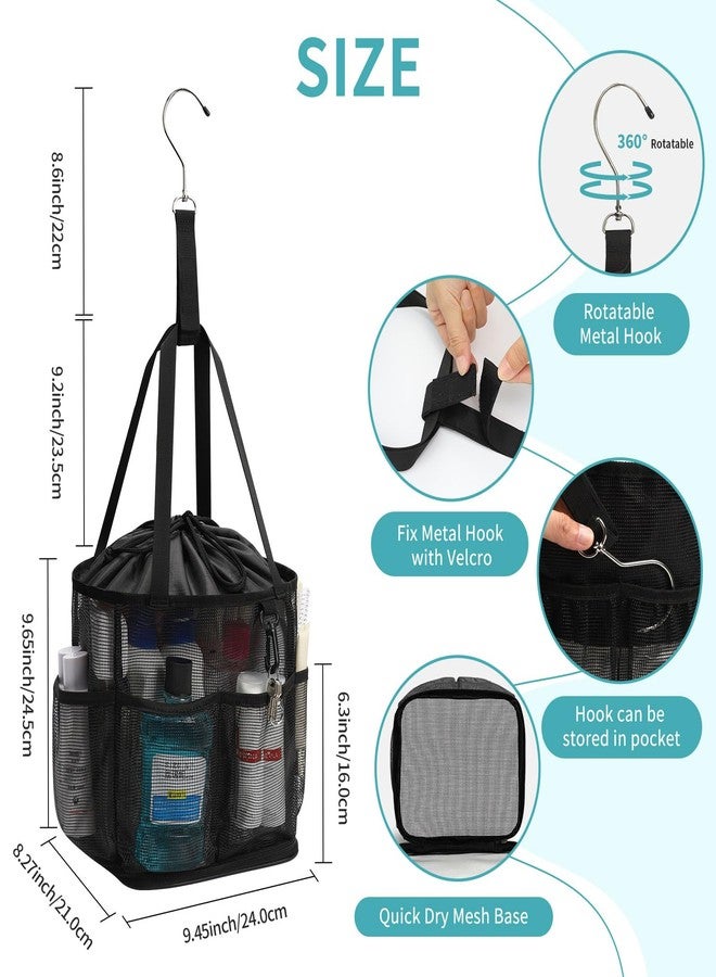 onemoky Mesh Shower Caddy Portable for College Dorm Room Essentials, Shower Tote Bag with Hanging Hook and Drawstring, Quick Dry Toiletry Bag with 6 Pockets for Bathroom, Swimming, Gym, Camping, Beach, Travel - Image 5